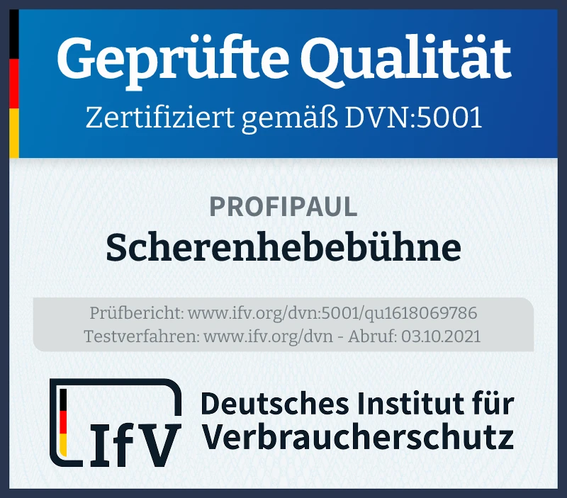 Prüfsiegel Scherenhebebühne
