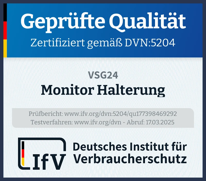 Prüfsiegel Monitor Halterung