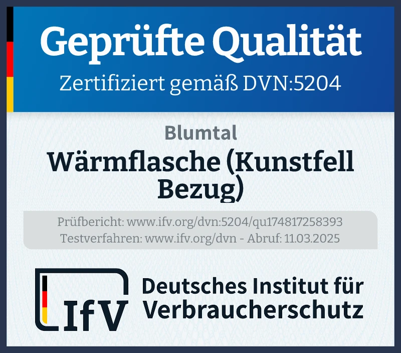Prüfsiegel Wärmflasche (Kunstfell Bezug)