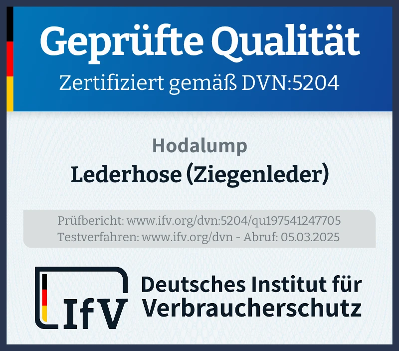 Prüfsiegel Lederhose (Ziegenleder)