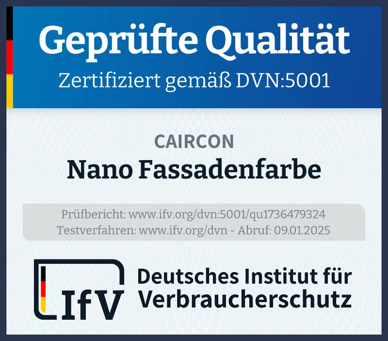 Prüfsiegel Nano Fassadenfarbe