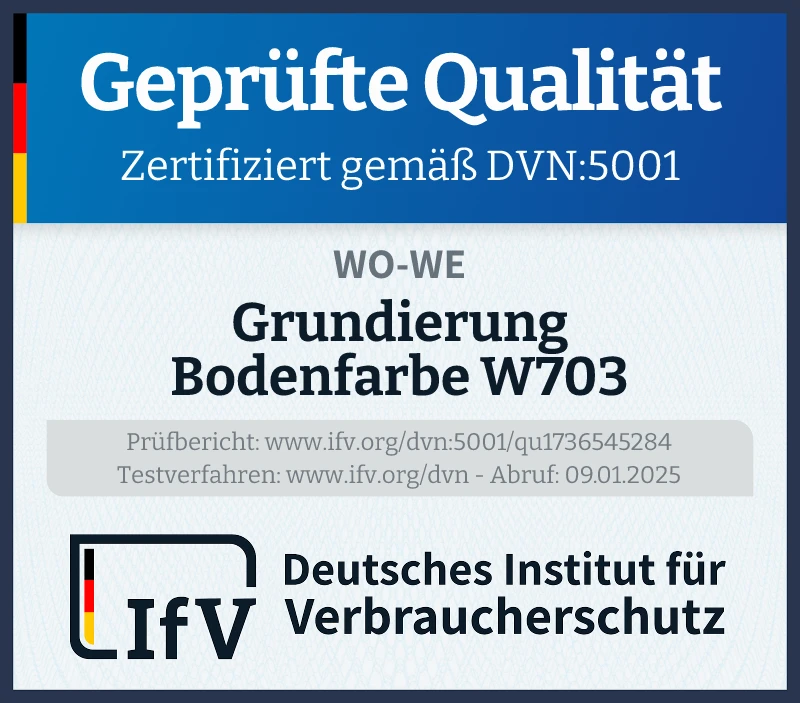 Prüfsiegel Grundierung Bodenfarbe W703