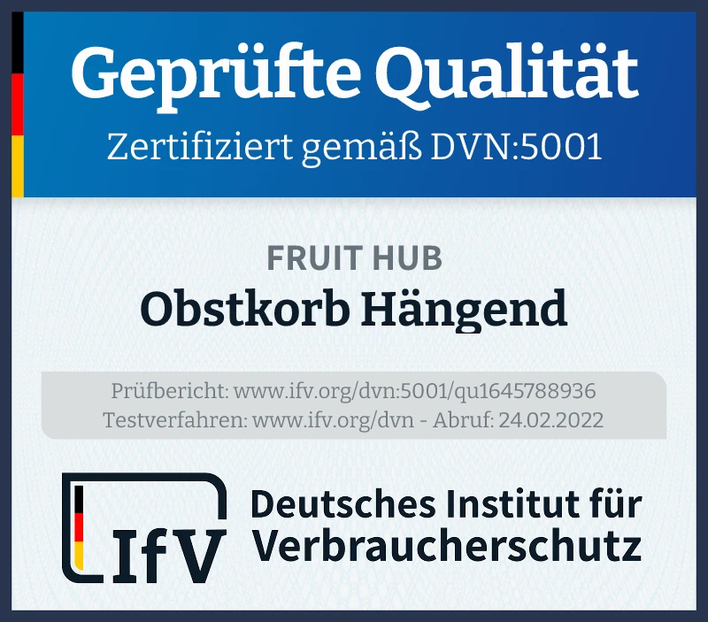 Prüfsiegel Obstkorb Hängend