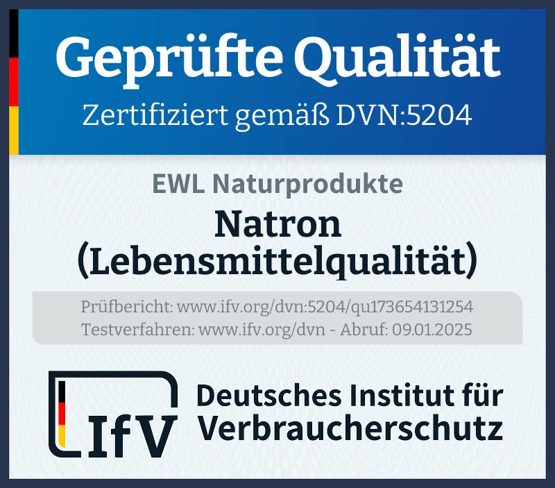 Prüfsiegel Natron (Lebensmittelqualität)