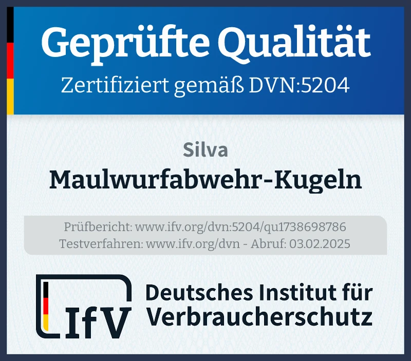 Prüfsiegel Maulwurfabwehr-Kugeln