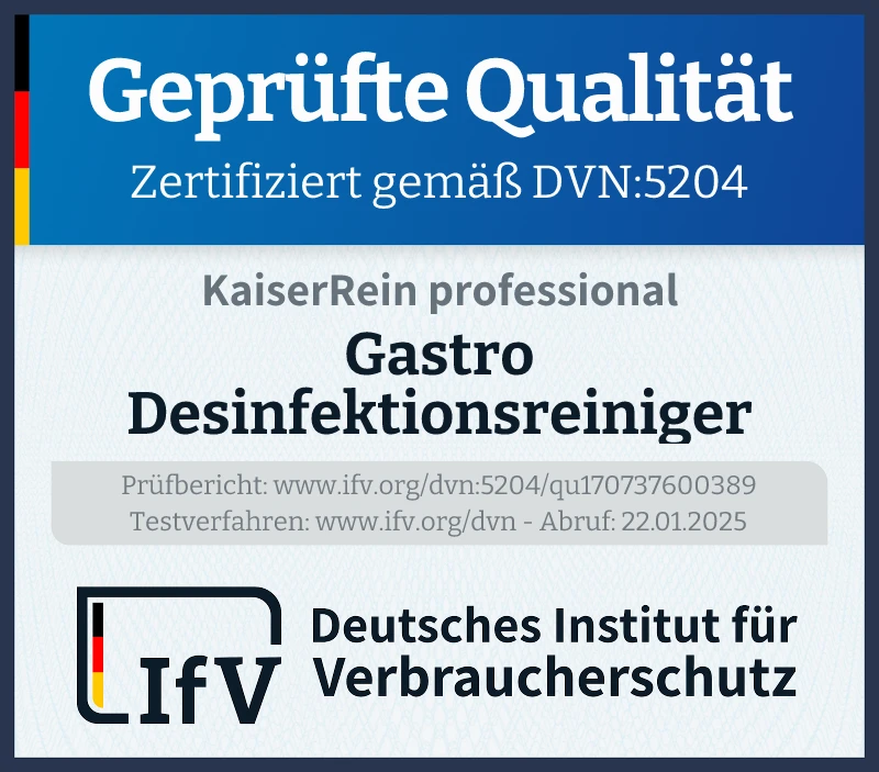 Prüfsiegel Gastro Desinfektionsreiniger
