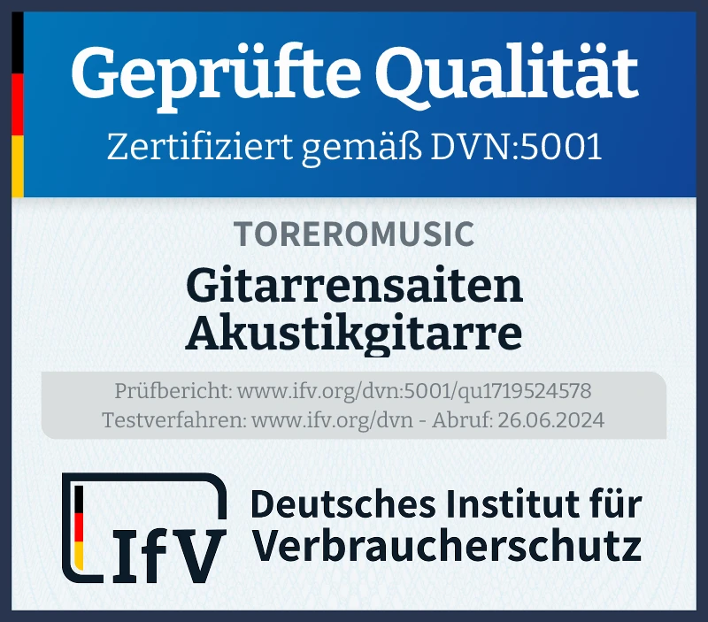 Prüfsiegel Gitarrensaiten Akustikgitarre