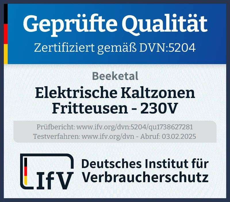 Prüfsiegel Elektrische Kaltzonen Fritteusen - 230V