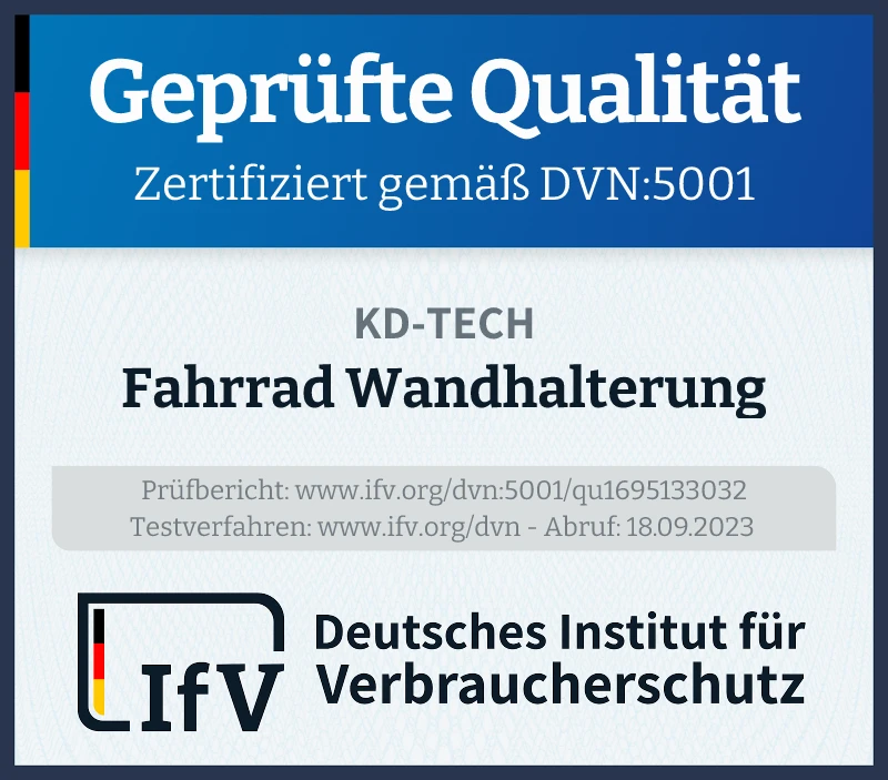 Prüfsiegel Fahrrad Wandhalterung