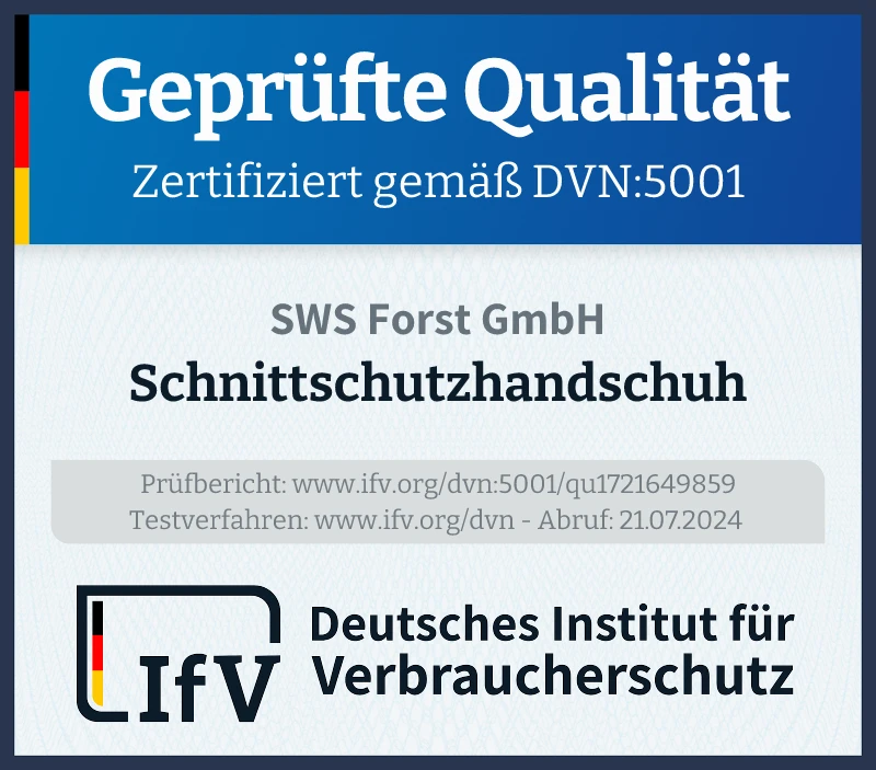 Prüfsiegel Schnittschutzhandschuh