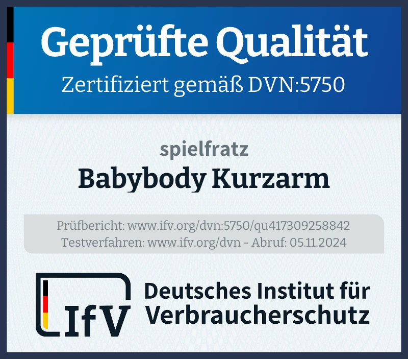 Prüfsiegel Babybody Kurzarm