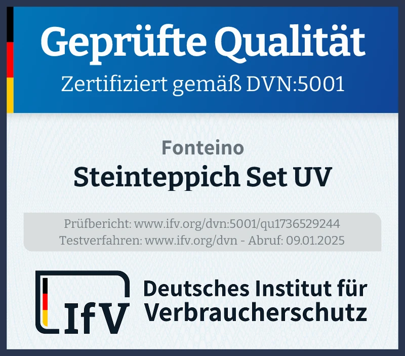 Prüfsiegel Steinteppich Set UV