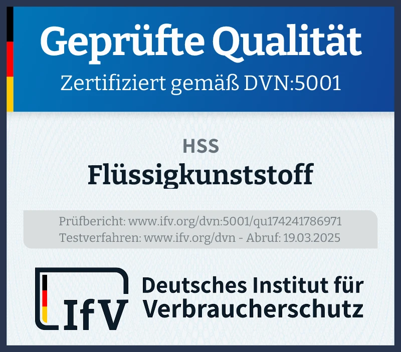 Prüfsiegel Flüssigkunststoff