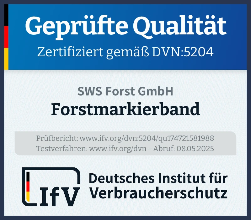 Prüfsiegel Forstmarkierband