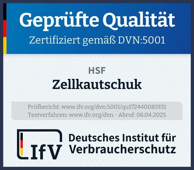 Prüfsiegel Zellkautschuk