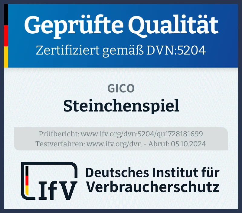 Prüfsiegel Steinchenspiel