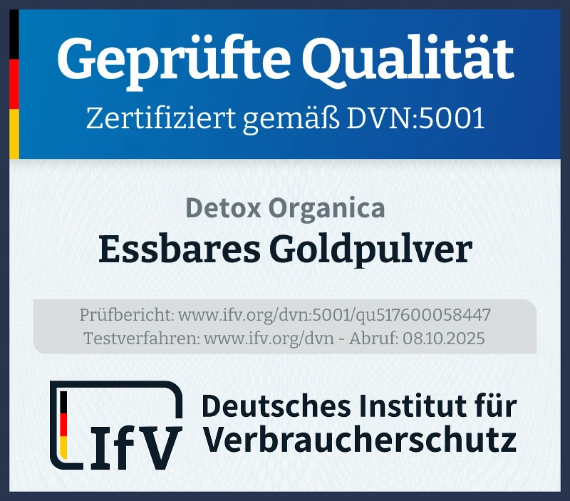 Prüfsiegel Essbares Goldpulver
