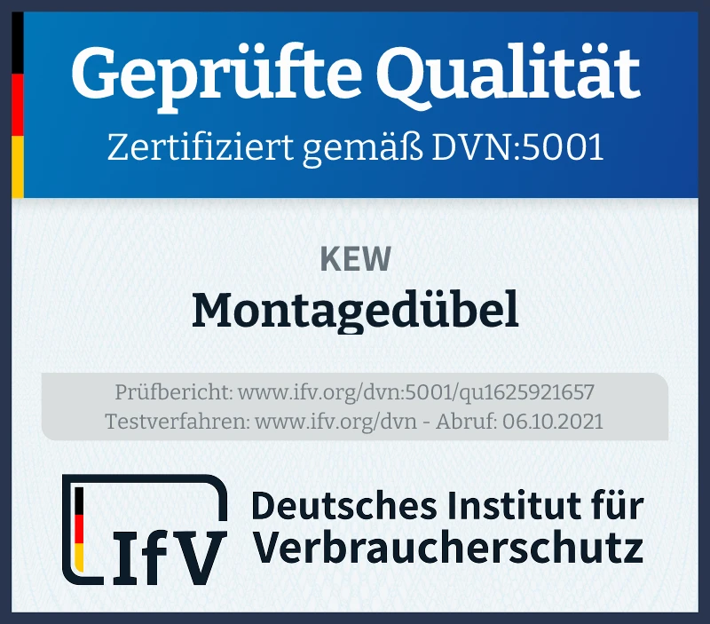 Prüfsiegel Montagedübel