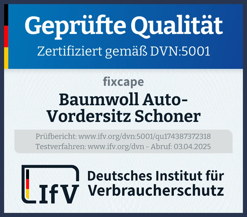 Prüfsiegel Baumwoll Auto-Vordersitz Schoner