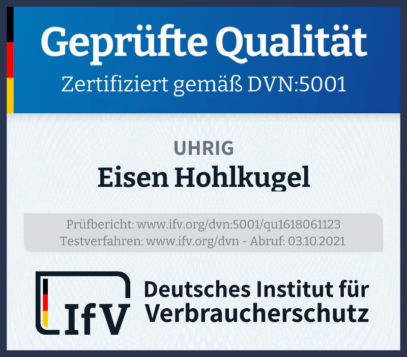 Prüfsiegel Eisen Hohlkugel