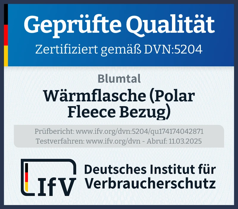 Prüfsiegel Wärmflasche (Polar Fleece Bezug)