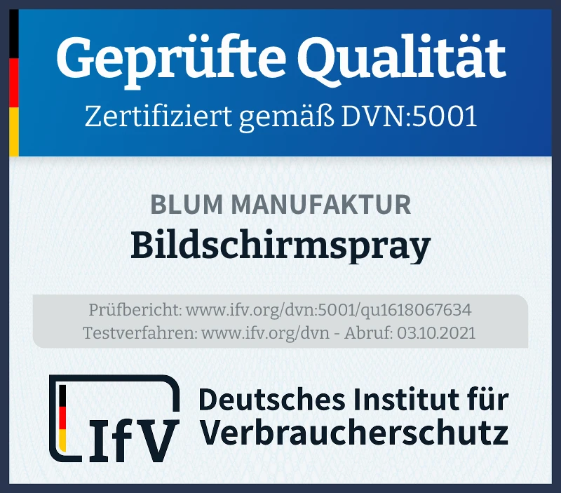 Prüfsiegel Bildschirmspray