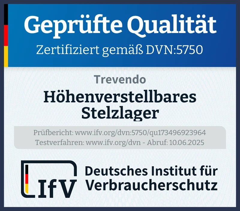 Prüfsiegel Höhenverstellbares Stelzlager