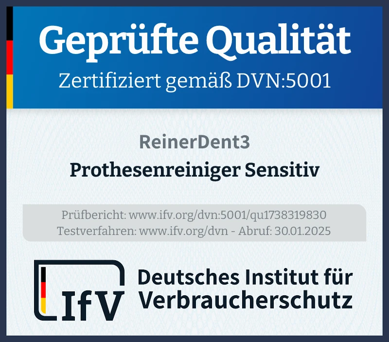 Prüfsiegel Prothesenreiniger Sensitiv