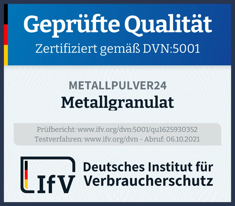 Prüfsiegel Metallgranulat