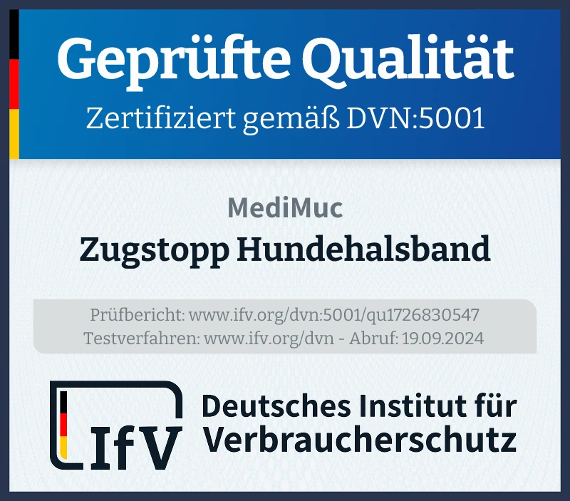 Prüfsiegel Zugstopp Hundehalsband