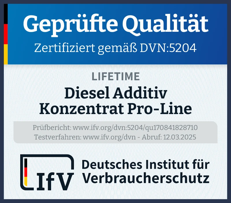 Prüfsiegel Diesel Additiv Konzentrat Pro-Line