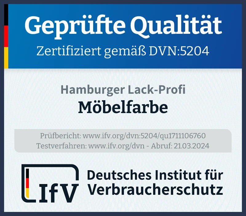 Prüfsiegel Möbelfarbe