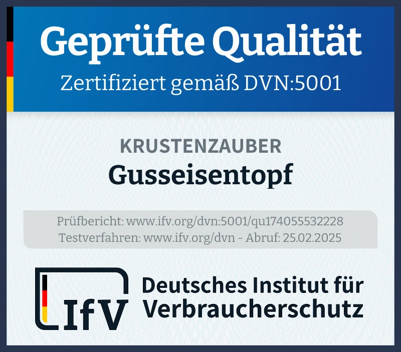 Prüfsiegel Gusseisentopf