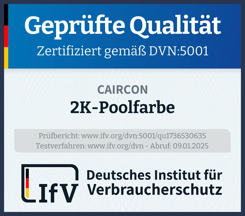 Prüfsiegel 2K-Poolfarbe