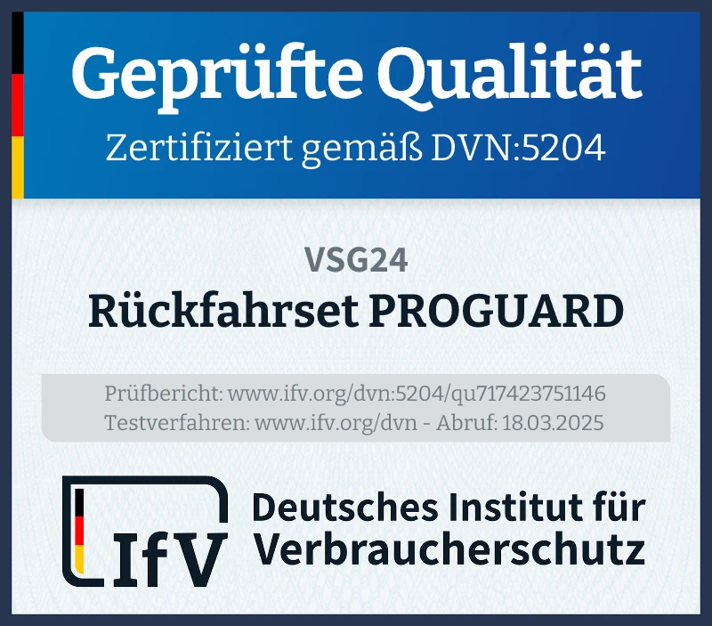 Prüfsiegel Rückfahrset PROGUARD