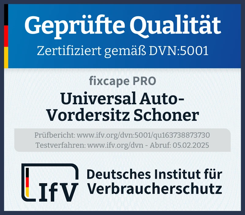 Prüfsiegel Universal Auto-Vordersitz Schoner