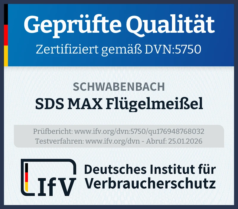 Prüfsiegel SDS MAX Flügelmeißel