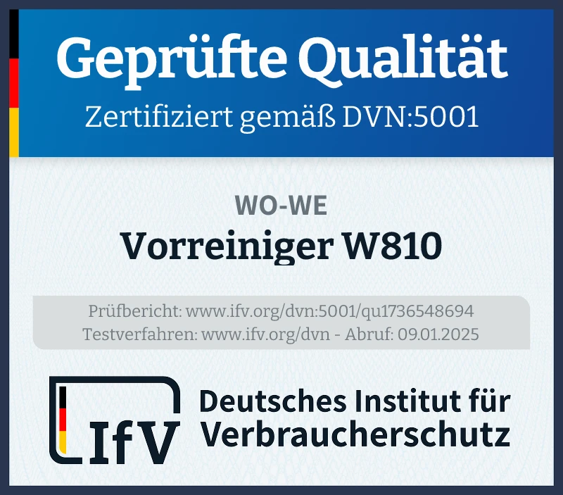 Prüfsiegel Vorreiniger W810