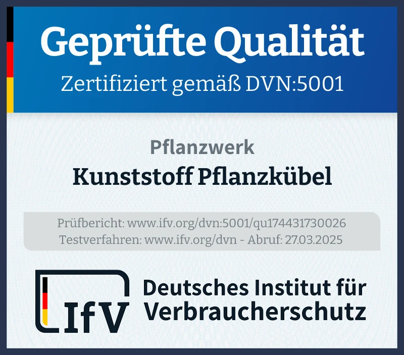 Prüfsiegel Kunststoff Pflanzkübel