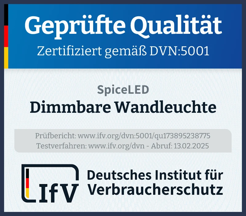 Prüfsiegel Dimmbare Wandleuchte