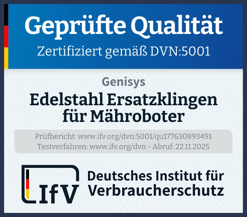 Prüfsiegel Edelstahl Ersatzklingen für Mähroboter
