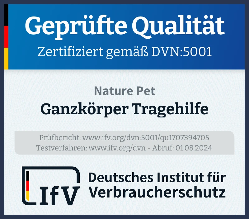 Prüfsiegel Ganzkörper Tragehilfe