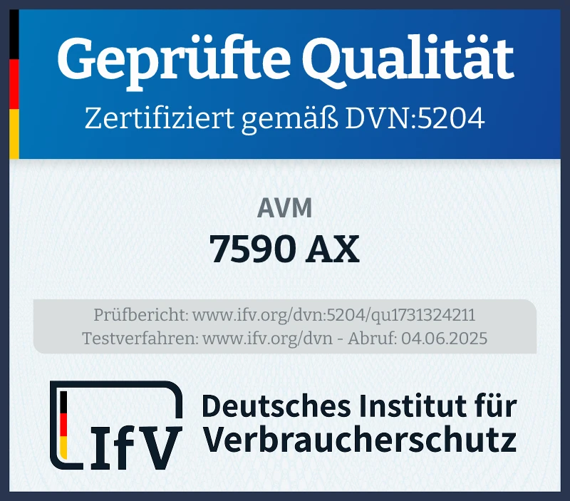 Prüfsiegel 7590 AX