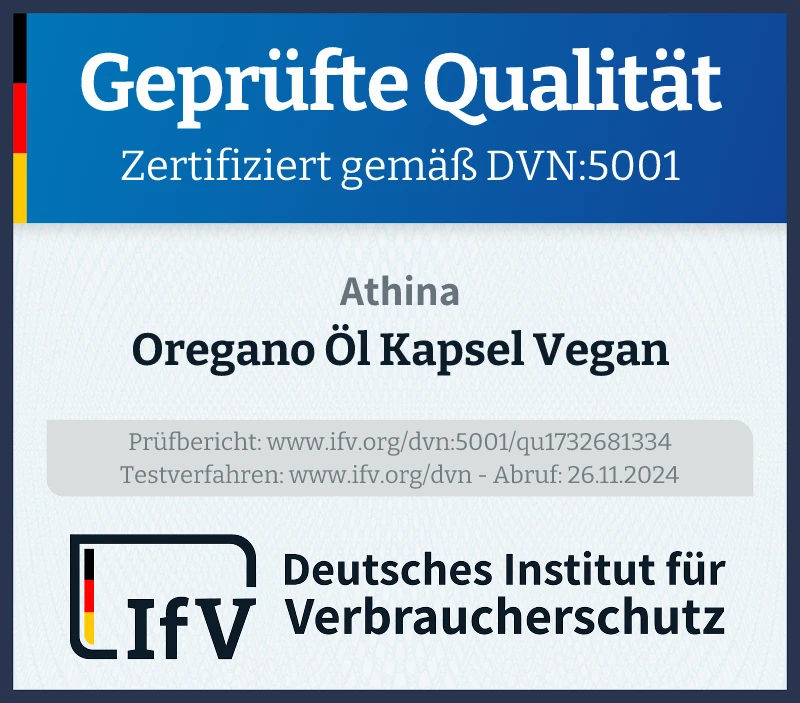 Prüfsiegel Oregano Öl Kapsel Vegan