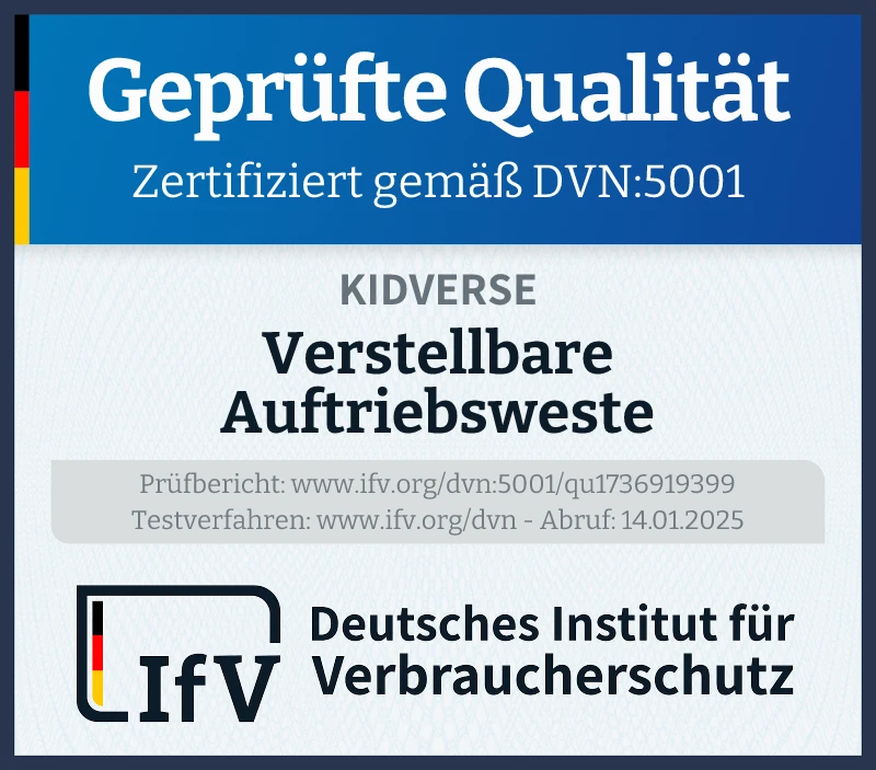 Prüfsiegel Verstellbare Auftriebsweste