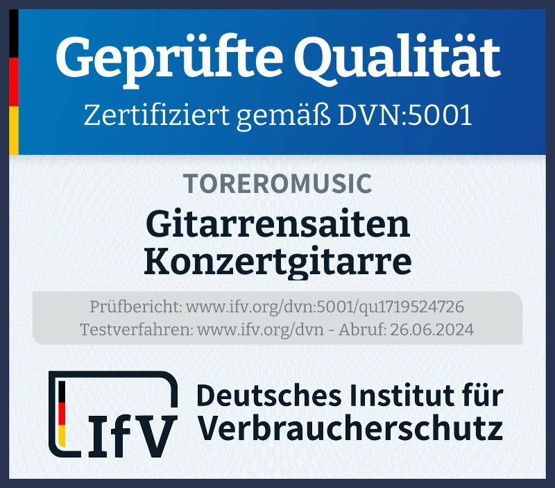 Prüfsiegel Gitarrensaiten Konzertgitarre