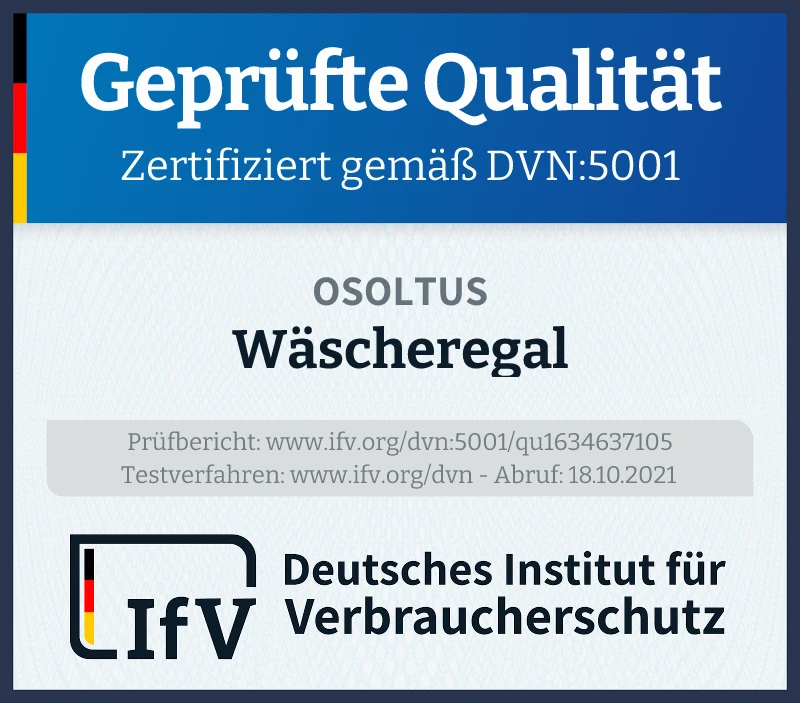 Prüfsiegel Wäscheregal