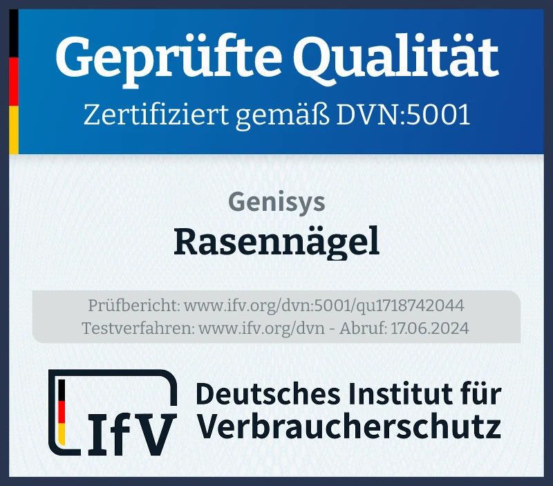Prüfsiegel Rasennägel