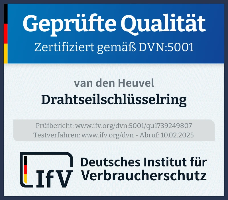 Prüfsiegel Drahtseilschlüsselring