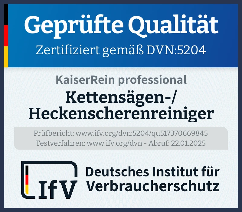 Prüfsiegel Kettensägen-/ Heckenscherenreiniger